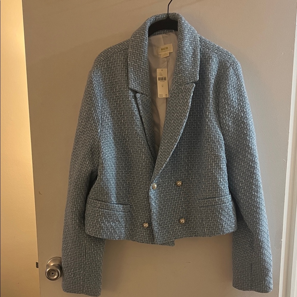 NWT Anthropologie Blue Tweed Blazer